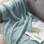 BOURINA Aqua Throw Blanket 50x60 Inches Throw Textured Solid Soft Sofa Couch - Image 4