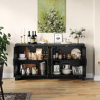 Rattan Sideboard Cabinet, 4-Door Buffet Storage for Entryway Living Room