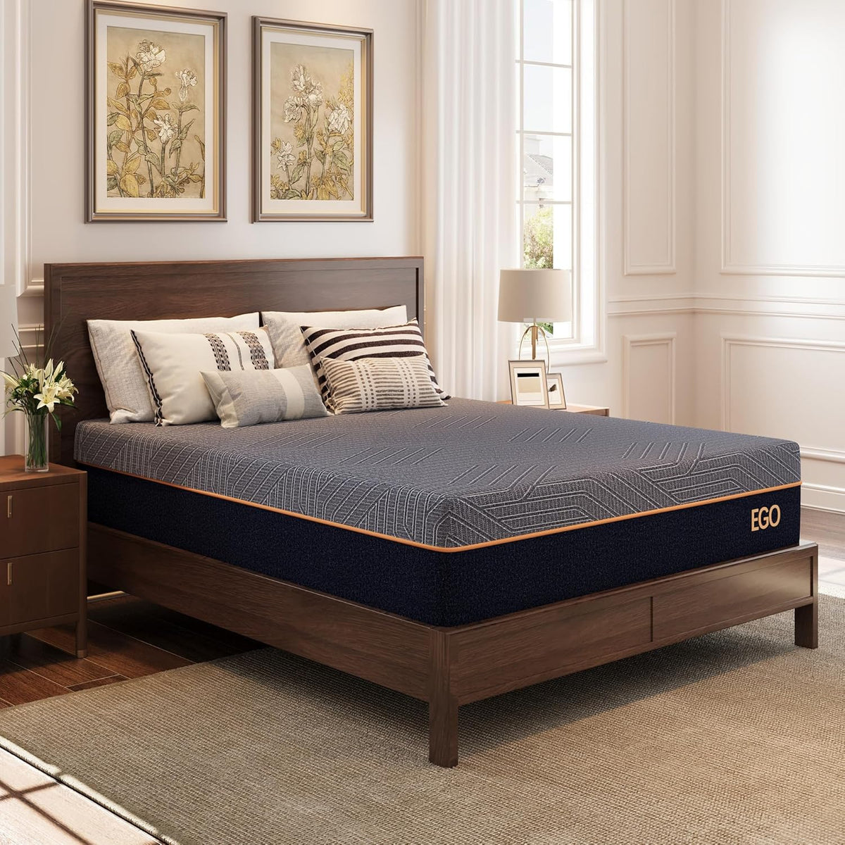 EGOHOME Queen 12" Copper Gel Memory Foam Mattress Pressure Relief Medium