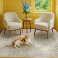 Beige Blue Living Room Rug 5x7, Cottage Area Rug by HazoHaus