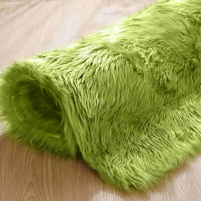 Goolela Lime Green Area Rug 6x9 Fuzzy Fluffy Furry Shag Rug - Image 8