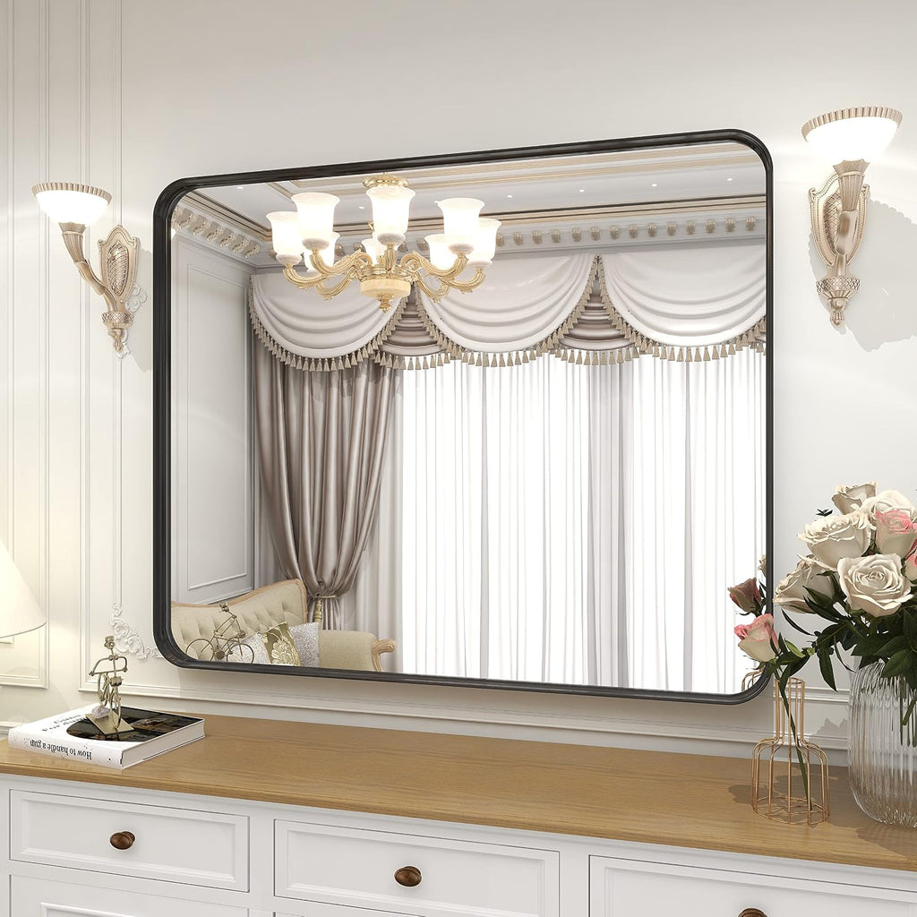VooBang Bathroom Mirror 24"x32", Black Gorgeous Deep Frame Wall Mirror