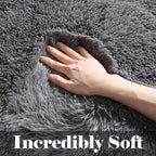 ONASAR Grey Area Rugs for Living Room, 5x8 Gray Fluffy Shag Bedroom Rug - Image 2