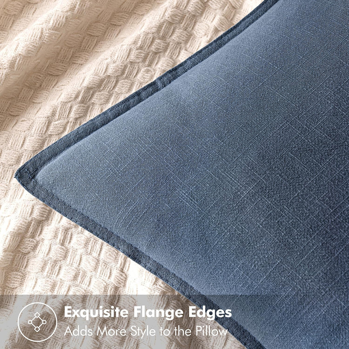MIULEE Decorative Linen Euro Sham Pillow Covers 26x26 Inch Blue Ashes