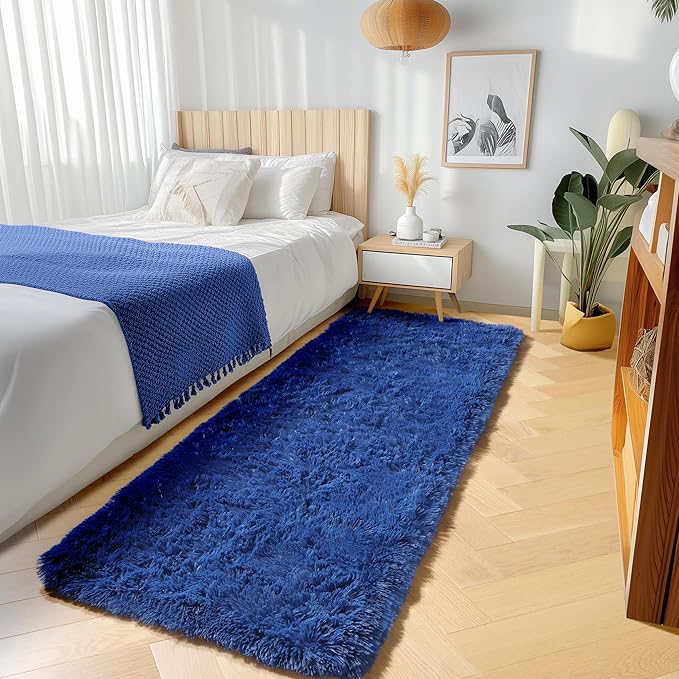 ONASAR Navy Blue Runner Rugs for Bedroom Living Room, Fluffy 2x6 Bedside - Image 5