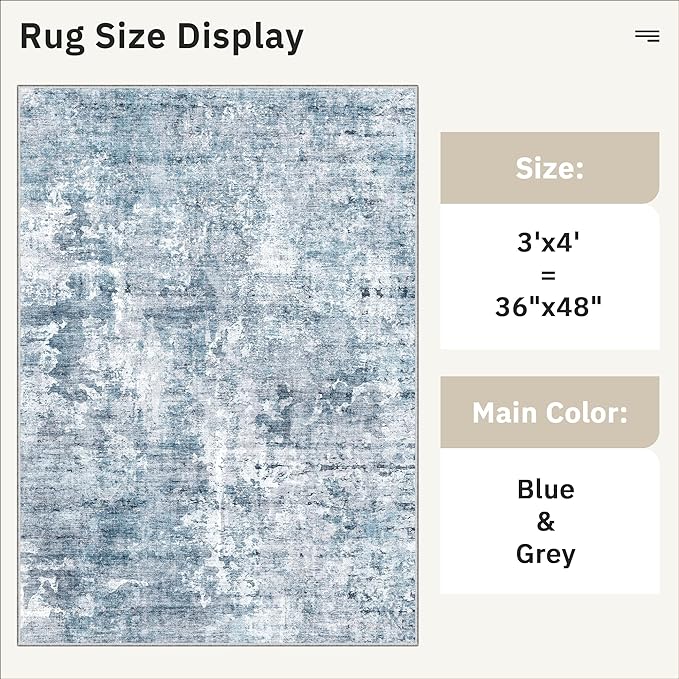 3x4 Rug, Small Area Rug for Kitchen, Machine Washable Non-Slip Throw Rug - Image 5