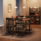 5-Piece Dining Table Set for 4, Small Farmhouse Kitchen Table with 4 Upholstered Chairs, Modern Wood & Metal Dining Room Furniture for Apartment Small Spaces, Retro Brown