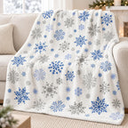 Snowflake Throw Blanket 60x80 Inches, Soft Lightweight Winter Blanket