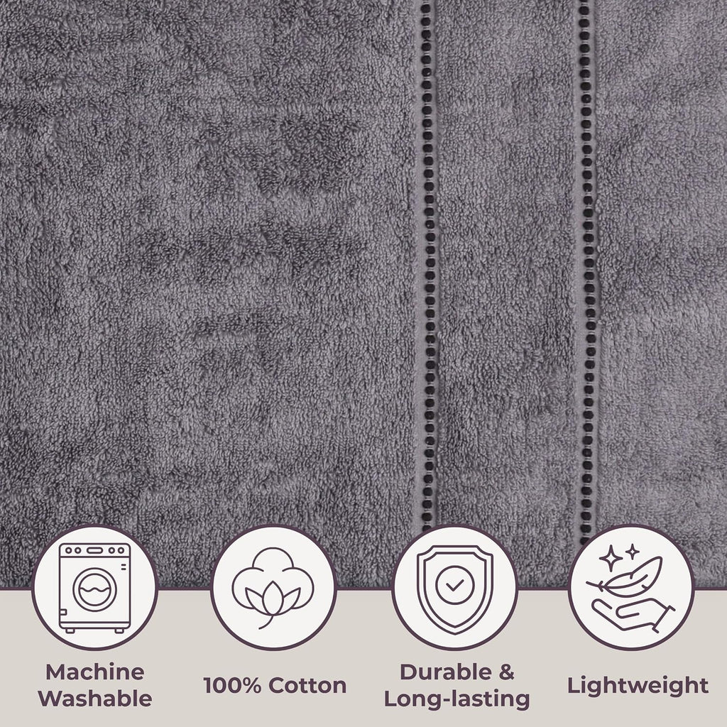Bedford Home Bathroom Towels Set, Bathroom Accessories, Silver, Set of 6