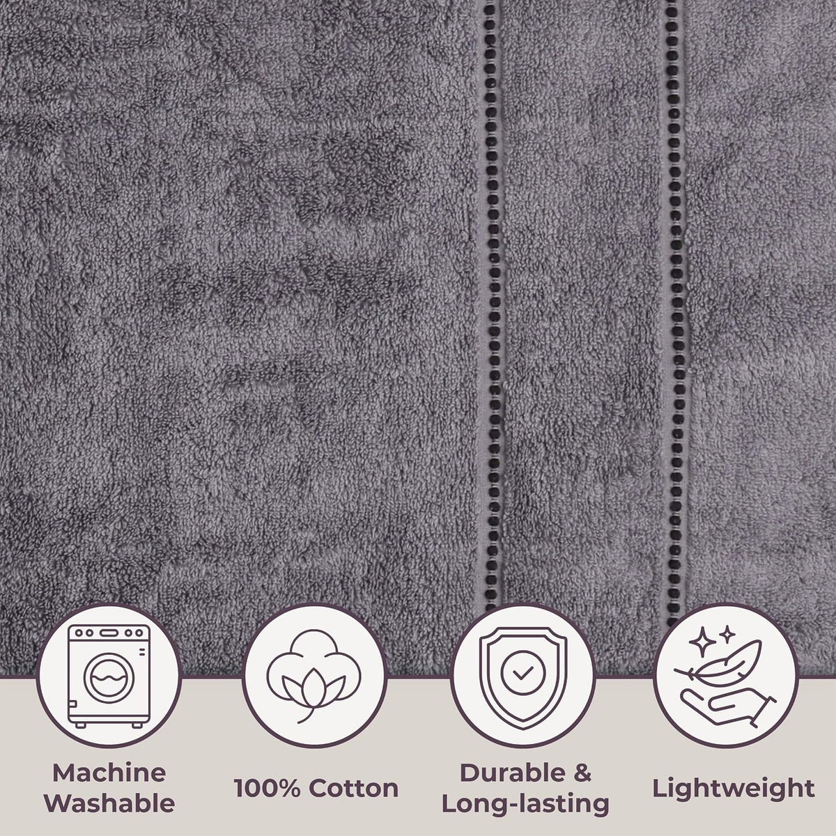 Bedford Home Bathroom Towels Set, Bathroom Accessories, Silver, Set of 6