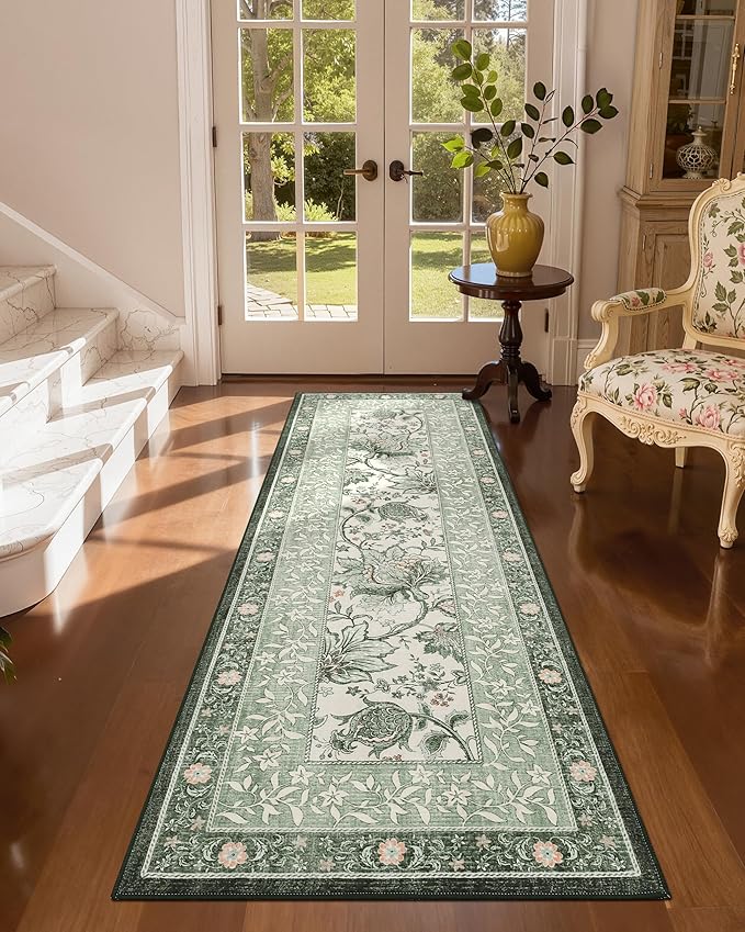 GarveeHome Sage Green 2.5 x 8 Washable Kitchen Runner Rugs Non Slip Provence - Image 3