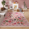 Rugcomf Living Room Rug 5x7 Rug Machine Washable Boho Area Rug Non Slip Floral by Rugcomf