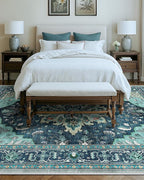 Area Rugs 9'x12' Washable Non-Slip, Floral Vintage Distress Print Pattern - Image 8