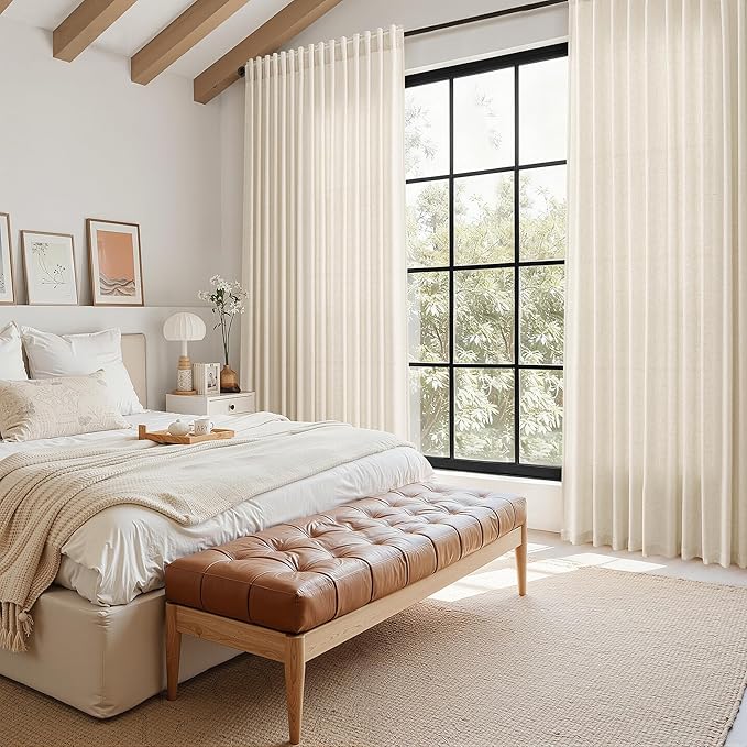 Linen Curtains 63 Inch Length for Living Room Modern Farmhouse Decor Light - Image 8