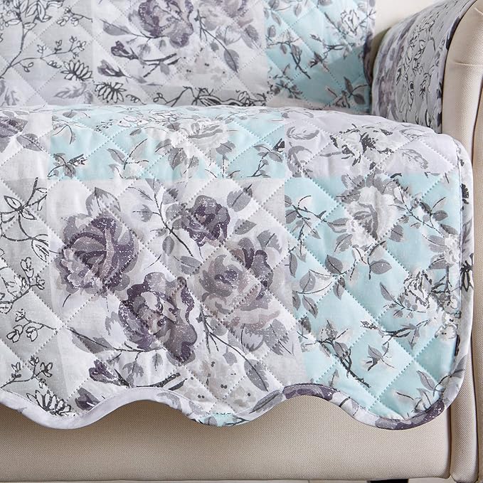 Great Bay Home Reversible Floral Patchwork Chair Furniture Protector - Image 2