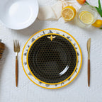 Floral Bee Melamine Dinnerware Set-18Piece Unbreakable Plates and Bowls Set