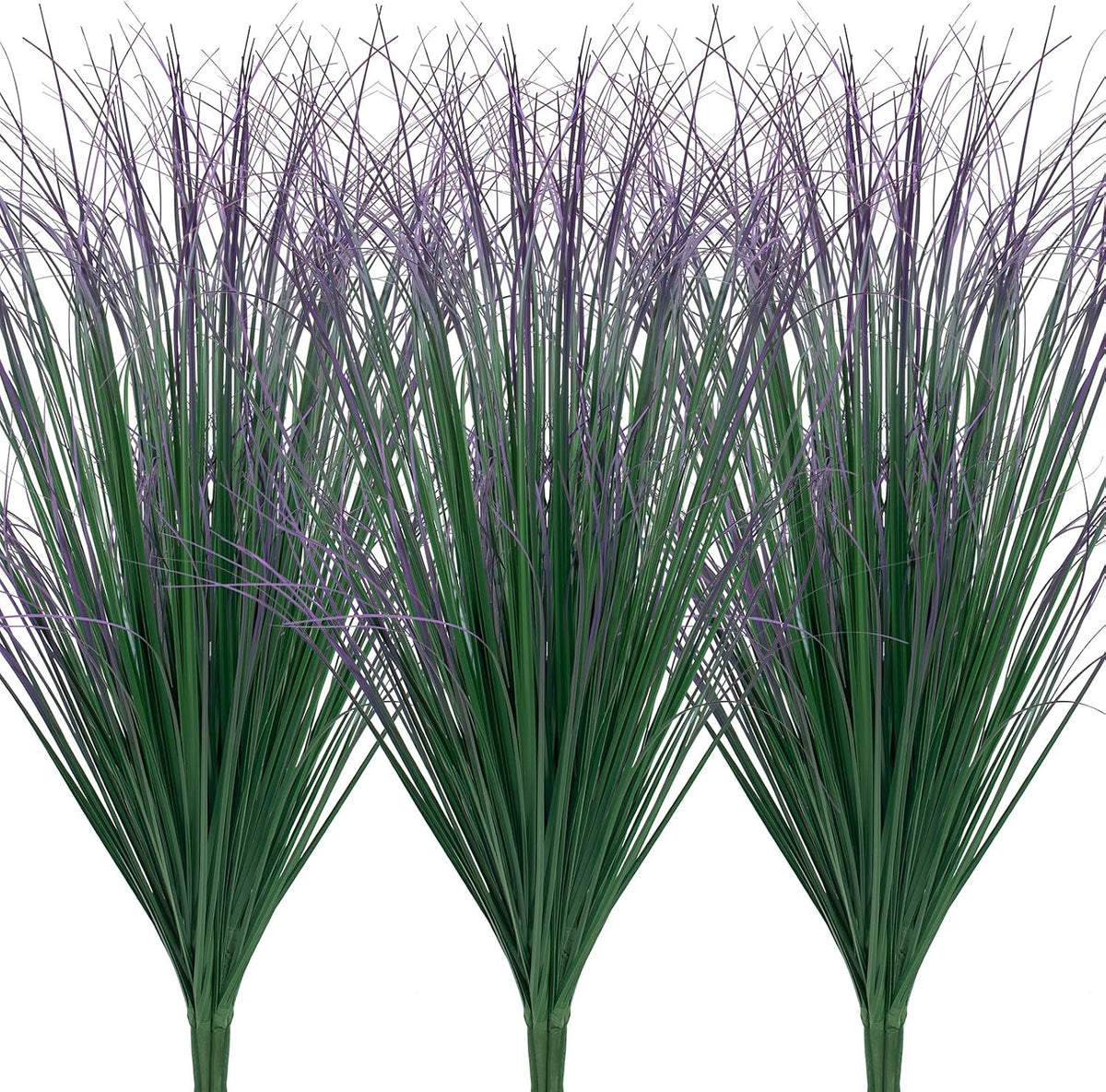 12Pcs Artificial Grass Plants, Faux Shrubs Wheat Grass, Artificial Tall Grass Fake Plants for Outdoor Decor,Artificial Greenery Stems Weed for Room Indoor Home Decor（Green Purple Tail）