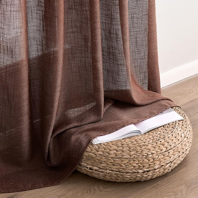 MIULEE Chocolate Brown Linen Curtains 108 Inches Long - Image 7