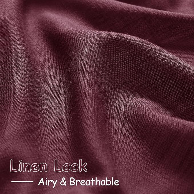 Burgundy Linen Curtains 63 Inches Long 2 Panel Sets - Image 5