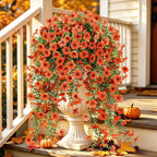 AGIRL 6 Bundles Fall Artificial Flowers for Outdoor Faux Plant,Orange