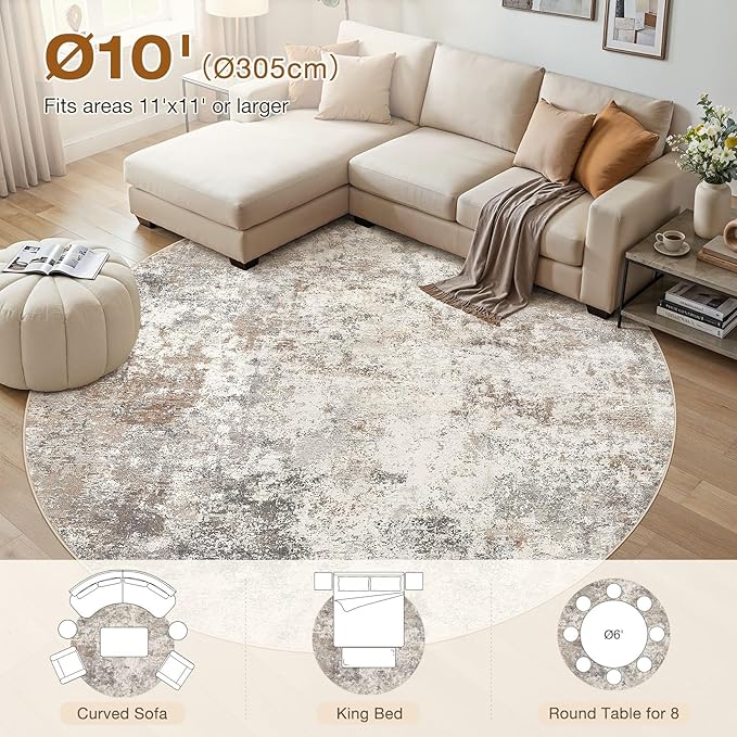UERMEI 10ft Round Area Rug Living Room Rugs - Image 3