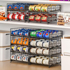2-Pack Stackable Rack Organizer, Storage for Kitchen Pantry Cabinet, Holders for Food, Multifunctional Dispenser for Snacks Soda