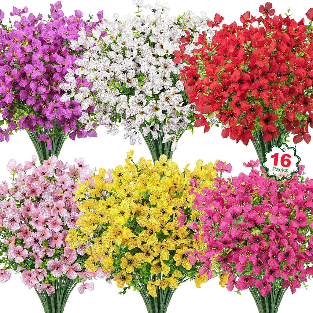 Ouddy Decor 24 Pcs Artificial Flowers for Outdoors Decorations, Multicolor