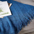 BOURINA Royal Blue Throw Blanket 50x60 Inches Throw Textured Solid Soft Sofa - Image 5