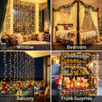 suddus Curtain Lights for Bedroom, 200 Led Hanging String Light Outdoor, Fairy Curtain Lights Indoor for Christmas, Dorm, Wall, Backdrop, Window, Wedding, Party, Birthday Decor, Warm White