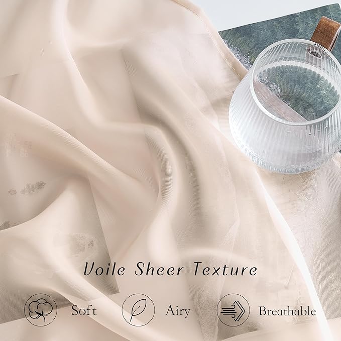 NICETOWN Voile Sheer Curtains 63 inch Length, Grommet Soft Window Treatments - Image 2