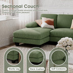 Furniwell U-Shaped Convertible Sectional Sofa Couch, Corduroy, Deep Green