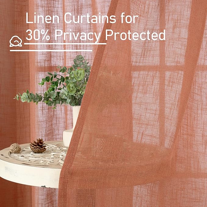 LAMIT Light Filtering Linen Curtains 72 inches Long - Image 5
