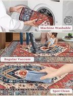 SERISSA Boho Washable Runner Rug, 2x5 Non-Slip Vintage Rust Hallway Kitchen - Image 2