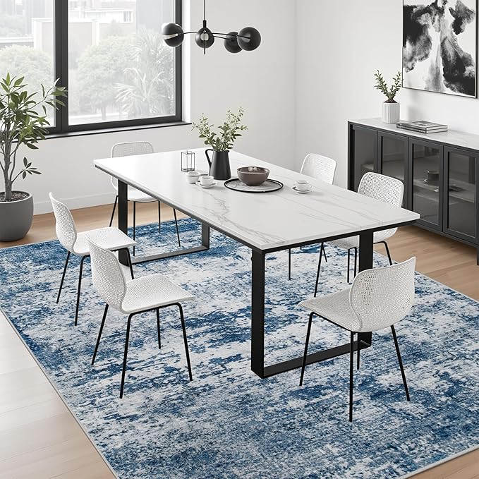 10x14 Area Rug Living Room Rug: Washable Modern Abstract Soft Thin Rug Indoor - Image 4