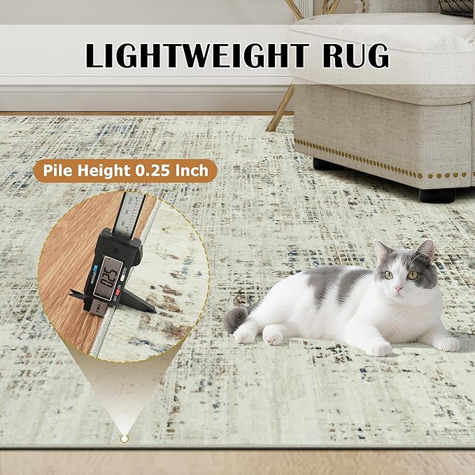 10x14 Area Rugs for Living Room Washable Rug: Anti-Skid Abstract Modern Living - Image 6
