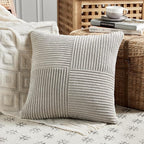 Fancy Homi 2 Packs Neutral Grey Samll Decorative Throw Pillow Covers 14x14 Inch - Image 2