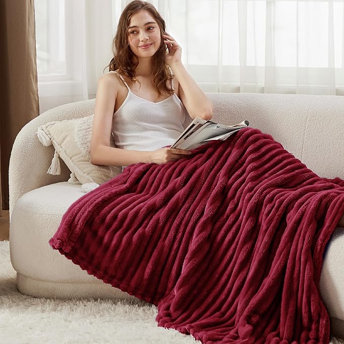Bedsure GentleSoft Red Blanket for Couch - Image 3