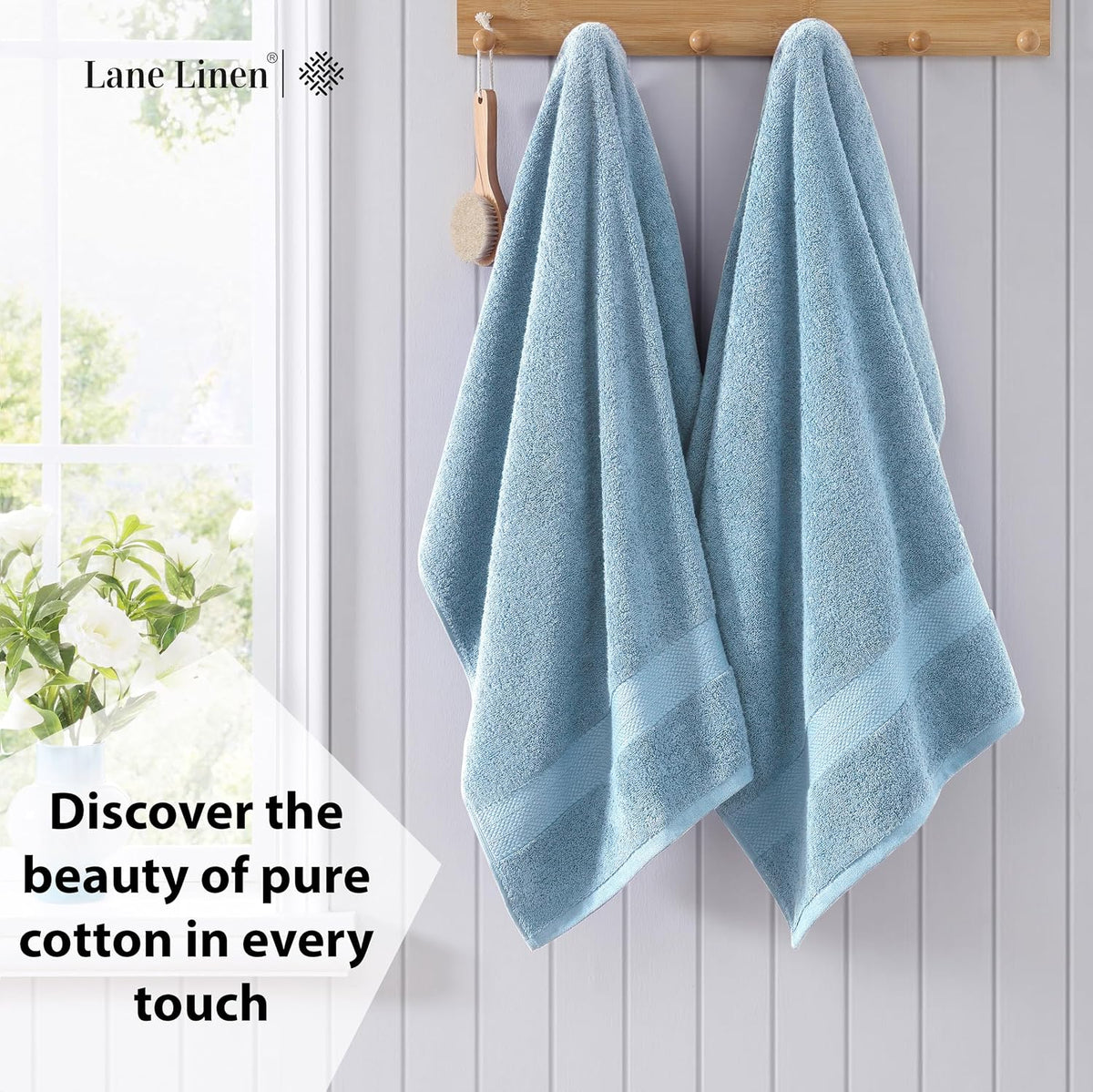 LANE LINEN Towel Set Soft Absorbent Quick Dry 100% Cotton 4 Piece - Allure