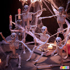 JOYIN 5 PCS Posable Halloween Skeleton Decor 16 Inches, Full Body Posable Joints Hanging Skeletons for Halloween Decorations, Graveyard Props, Haunted House Accessories, Spooky Scene Party Favors