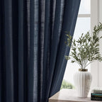 Navy Blue Linen Curtains 96 inches Long - Image 2