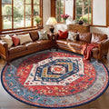 SERISSA Boho Round Area Rug, 5ft Washable Non-Slip Circle Rug, Ultra Soft by SERISSAHomeDecorCollection