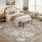 8x10 Area Rugs for Living Room: Washable Soft Brick Red Neutral Rug
