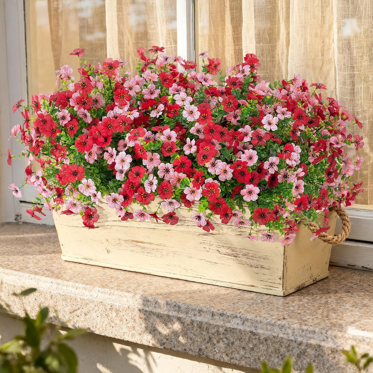 Artificial Fake Flowers Plants for Outdoor Spring Summer Decor 12 Bundles