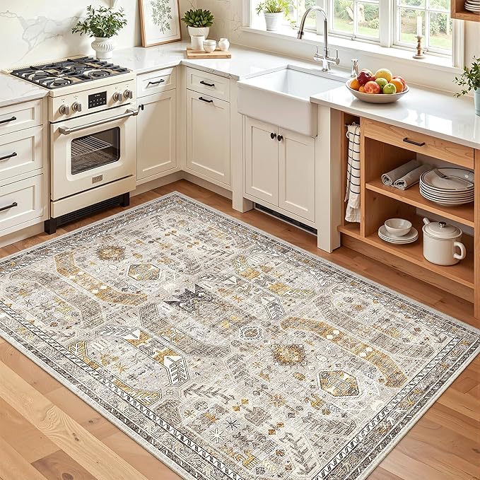 Madane Area Rug 3x5, Washable Entryway Rugs Printed Vintage Rugs - Image 2