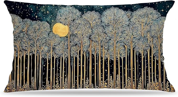 Rustic William Morris Inspired Forest Green Moon Pillow Covers 12x20 by Unknown