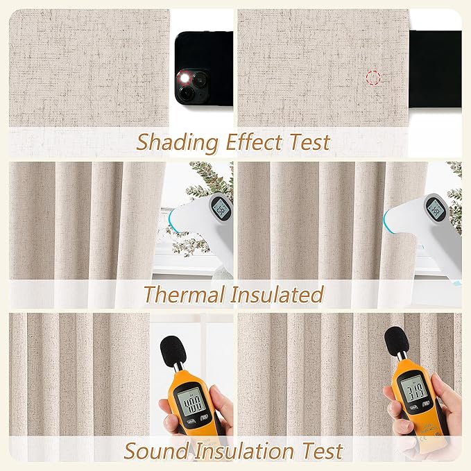 Guken Oatmeal 100% Blackout Curtains 84 Inch Length 2 Panels Set - Image 5