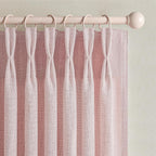 Pretty Light Pink Semi Sheer Curtains 96 Inches Long for Living Room 2 Panels Set, Memory Shaped Pinch Pleated 8 FT Faux Linen Light-Filtering Nursery Curtain Back Tab Elegent Window Drapes W40 x L96
