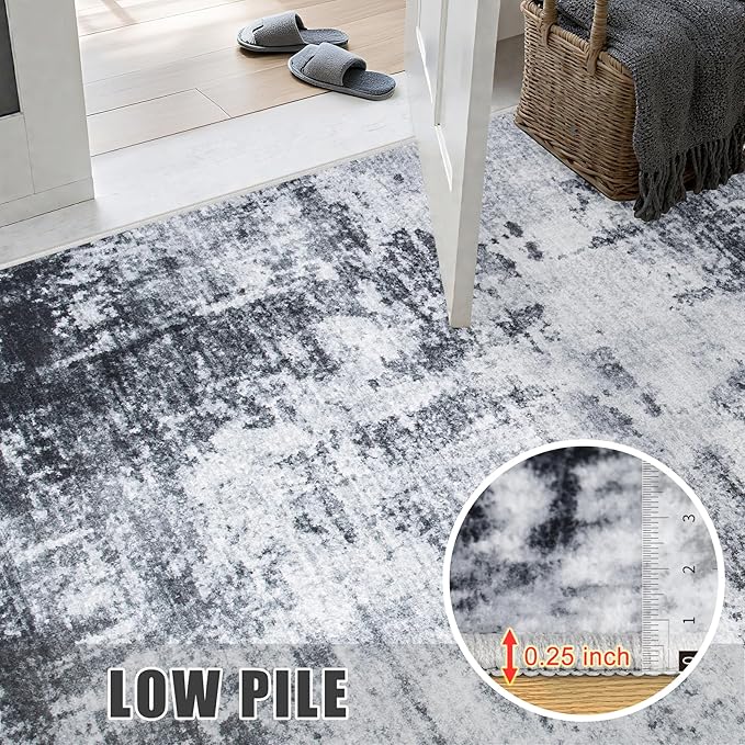 5x7 Area Rug Living Room Rug: Washable Modern Abstract Soft Thin Rug Indoor - Image 8