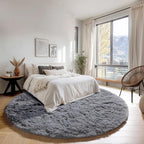 ONASAR Grey Round Rugs 7ft for Living Room, Fluffy Bedroom Circle Area Rug - Image 3