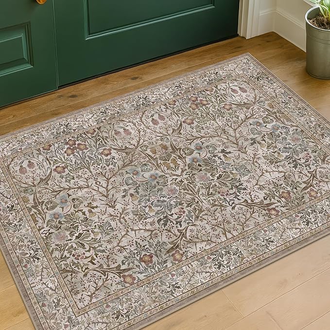 Moss Green Washable 2x3 Entry Rug by HazoHaus